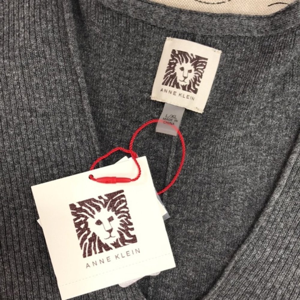 Anne Klein Rib V-Neck Sweater - Picture 3 of 4